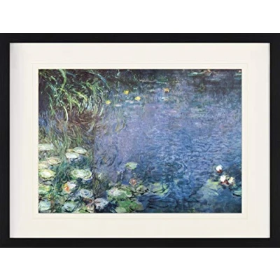 Abbildung von 1art1 Claude Monet Poster Seerosen, Morgen Gerahmtes Bild Mit Edlem Passepartout Wand Bilder Im Bilderrahmen 80x60 cm