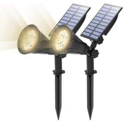 Abbildung von T SUN (Upgraded 250 Lumens 2 Stück LED Solarleuchten, in 1 Wasserdicht Drahtlos Solarbetriebene Gartenleuchten für Hof, Wand, Garten, Rasen, Wege, Auffahrt, Terrasse (4000K)