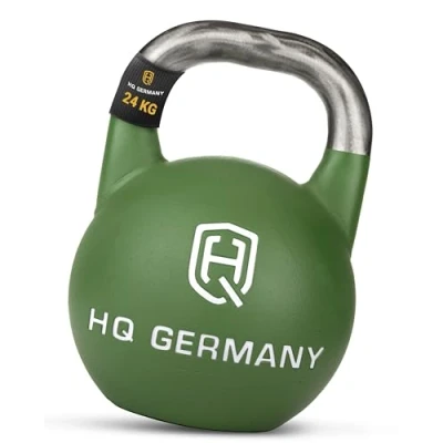 Abbildung von HQ Germany® Competition Kettlebell 8 36kg Sets Edelstahl Griff ±200g Gewichtstoleranz Pulverbeschichtet, Gewicht:24KG