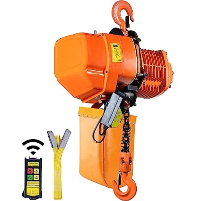Abbildung von VEVOR Elektrischer Kettenzug, 1996 kg Tragkraft, 6 m Hubhöhe, 6,6 m/min Geschwindigkeit, dreiphasiger Hebezug mit G100 Kette, 100 kabellose Fernbedienung, Ideal für Garage, Geschäft, Zuhause