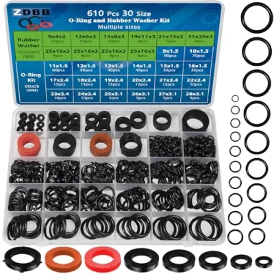 Abbildung von ZDBB 7 Größe Wasserschlauch Dichtung und 20 O Ring Sortiment Kit 610 Stück Nitril Unterlegscheiben Set für Sanitär Wasserhahn Schlauch Dusche Kopf Druck Waschmaschine Reparatur