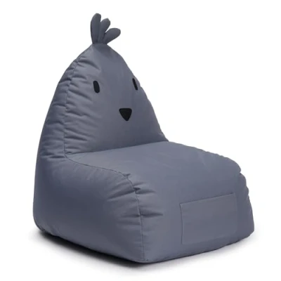 Abbildung von Lumaland Kindersitzsack Chicken Sitzsack Tier Familie für Kinder Wasserabweisender Bean Bag Indoor &amp; Outdoor Pflegeleichtes Material 80 x 75 cm 3,1 kg leicht [Grau]