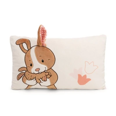 Abbildung von NICI Kissen Hase Hopsala &amp; sein Kleiner 43x25cm braun Flauschiges Kuschelkissen für Kinder und Erwachsene, ideal Zuhause, Kindergarten oder unterwegs 61641