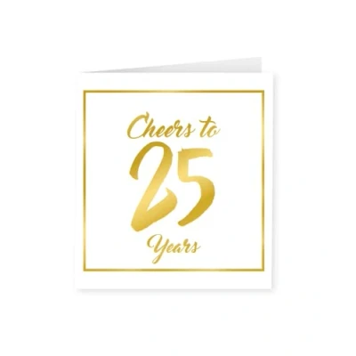Abbildung von PD Party 7028005 Geburtstag Feiern Papier Grüßen Karte 25 Jahre, Gold/Weiß, 15cm Länge x Breite 0.5cm Höhe