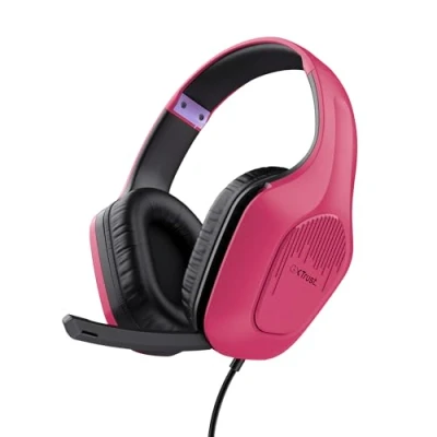 Abbildung von Trust Gaming GXT 418P Rayne Leichtes Headset für PC Xbox PS4 PS5 Switch Mobile, 50 mm Treiber, 2 m Kabel, 3,5 Audioanschluss, Over Ear Kopfhörer mit Rosa