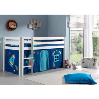 Abbildung von Vipack Hochbett &quot;Pino&quot;, (Made in Europe), Massivholz, Textil Design, wahlweise mit Rutsche und Bett Tunnel