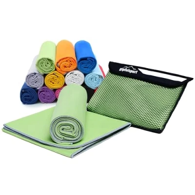 Abbildung von gipfelsport Mikrofaser Handtuch Set für Sauna, Fitness, Sport I Strandtuch, Sporthandtuch Grün XL: 180x80