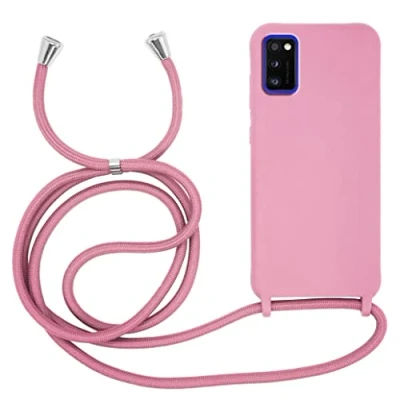 Abbildung von MyGadget Handykette für Samsung Galaxy A41 [ Hülle mit verstellbaren Band ] TPU Handyhülle Handyband zum Umhängen Kordel Schnur Case Schutzhülle Rosa