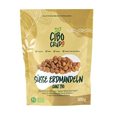 Abbildung von Erdmandeln Ganz Bio 500g. Tigernüsse oder Chufas Rohkostqualität. Erdmandel ohne Zucker Zusatz und Weizen.
