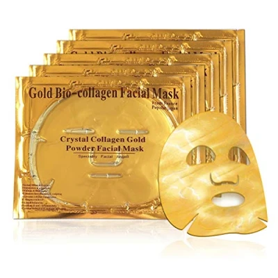 Abbildung von LeSB 5PCS 24K Gold Gel Collagen Facial Masks Sheet Patch Anti Ageing Puffiness Skincare Wrinkle Moisturising, For Deep Tissue Rejuvenation, Spring Summer Cool Feel