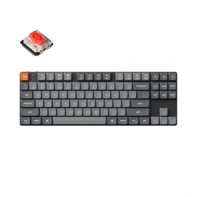 Abbildung von Keychron K1 Max Ultra Slim QMK/VIA Bluetooth Wireless/USB Wired Custom Mechanische Tastatur, 2.4 GHz, Gaming Tastatur mit TKL Layout, Weiß LED und Low Profile Gateron Red Switch