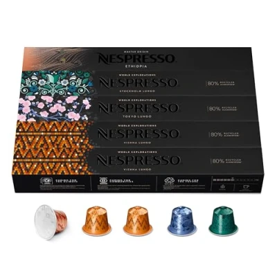 Abbildung von NESPRESSO ORIGINAL, Auswahl an Lungo Kaffees, Helle bis dunklere Röstungen, Kompatibel mit ORIGINAL Kaffeemaschinen, Kapsel Set aus 50 Kaffeekapseln