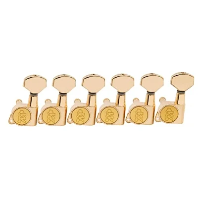 Abbildung von Wilkinson WJN07 Linkshänder 6 in Line EZ Lok Gitarre Tuners Mechaniken 19:1 Ratio Machine Heads Tuning Pegs Stimmwirbel für Stratocaster Telecaster E Gitarre, Gold