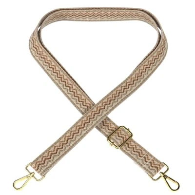 Abbildung von EAZY CASE Verstellbarer Taschengurt, Ersatz Gurt für Handtaschen, Schulterriemen Umhängetaschen, dünner Riemen Taschen und Tragetaschen, DIY Taschenband, Wellen Beige Braun Metall Gold