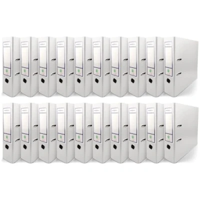 Abbildung von Netuno 20x Akten Ordner Weiß DIN a4 Ekobox 2 Ring Mechanik Ringorder 8cm Kunststoff breit Büroordner Plastikordner Briefordner Ringmappe breiter Aktenordner PP farbig