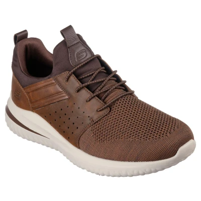 Abbildung von Skechers Herren Delson 3.0 Cicada Sneaker, Dark Brown Knitted Mesh W Leather, 44 EU