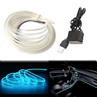 Abbildung von Balabaxer USB EL Wire Eisblau，3M/9.8FT Flexible Neonlichtröhre DC 5V Neonröhre Lichter Auto Innenverkleidung Lichtleiste für Gap Dekorative…