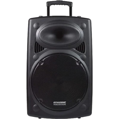 Abbildung von DYNASONIC Dynapro 15&#039; (neueste Generation) Tragbarer Lautsprecher Professionelles Audio System Leistung 800W USB Bluetooth FM Radio Mikrofone, Schwarz Autonomie 4 5h