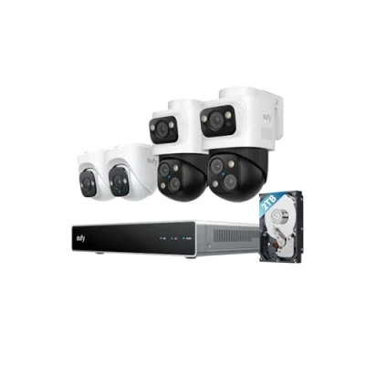 Abbildung von eufy PoE NVR Sicherheitssystem S4, 2x Bullet PTZ Kameras, Turret Kameras