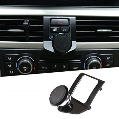 Abbildung von YANER Handyhalterung für die Mittelkonsole aus Aluminiumlegierung, BMW 3er Serie E90 E92 20052012, Autozubehör, 360 Grad drehbare (schwarz)
