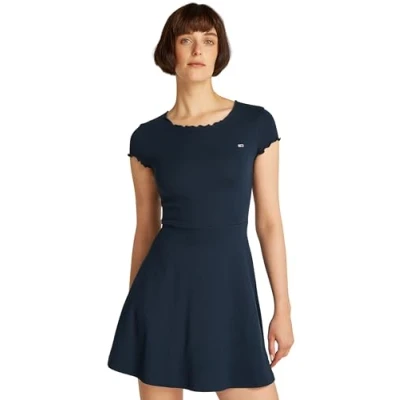 Abbildung von Tommy Jeans Curve Skaterkleid TJW BABYLOCK F&amp;F DRESS EXT in Großen Größen, Fit &amp; Flare Form