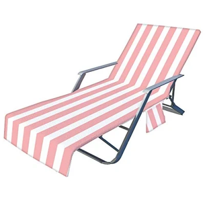 Abbildung von FANSU Schonbezug für Gartenliege, Frottee Handtuch Sonnenliege Mikrofaser Schnelltrocknend Strandhandtuch mit 2 Taschen, Strandtuchfür Schwimmbäder, Strände, Gartenhotels(75x210cm)