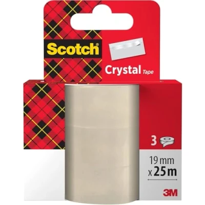 Abbildung von Scotch A61925R3 Crystal Klebeband, 19 mm x 25 m, transparent, 3 Rollen