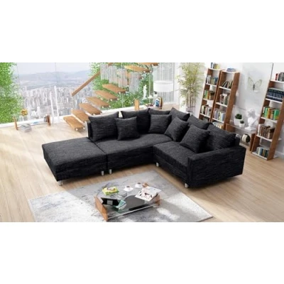 Abbildung von Kuechen preisbombe Wohnlandschaft Sofa Couch Ecksofa Eckcouch Gewebestoff schwarz + Hocker Minsk L