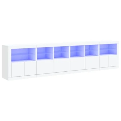 Abbildung von vidaXL Sideboard, Kommode mit viel Stauraum, Highboard Schrank LED Leuchten, Anrichte Beistellschrank Standschrank, Modern, Weiß