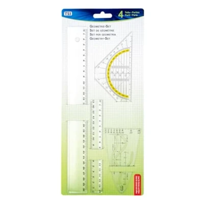Abbildung von TSI Schreibwaren Geodreieck Geometrie Set 4tlg. 2x Lineal,Parabel