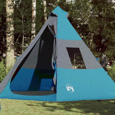 Abbildung von vidaXL Campingzelt, Tipi Zelt für 7 Personen Wasserdicht, Pyramidenzelt Doppelfenster Leicht Tragbar, Indianerzelt Camping Outdoor Wandern, Blau