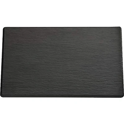 Abbildung von APS 83958 GN 1/4 Tablett SLATE, 26,5 x 16,2 cm, Höhe 1 Melamin, schwarz, Schieferlook, mit Antirutsch Füßchen