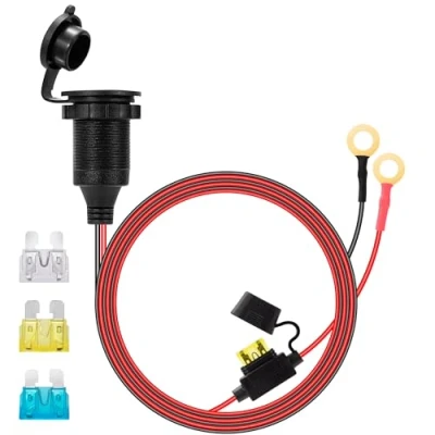 Abbildung von GUNGY Zigarettenanzünder Buchse Verlängerungskabel 1m 12V/24V Steckdose 14AWG Stecker Kabel Wasserdicht mit 20A Sicherung für Auto Boot Motorrad