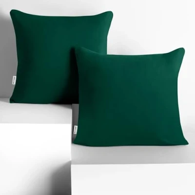 Abbildung von DecoKing 2 Kissenbezüge 50x50 cm Jersey Baumwolle Reißverschluss flaschengrün Amber