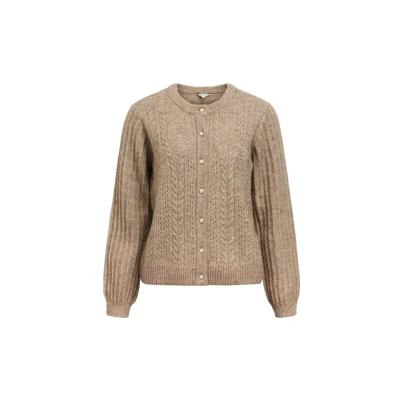 Abbildung von Object Objflora Strickjacke, Damen, Größe: XL, Desert taupe