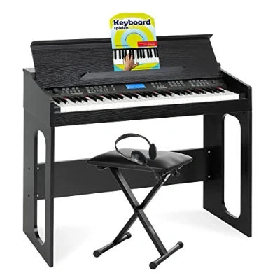 Abbildung von FunKey Digitalpiano DP 61 III Tasten Keyboard im Design, (inkl. Keyboardbank, Kopfhörer &amp; Keyboardschule, 4, Spar Set), 300 verschiedene Sounds und Rhythmen Begleitautomatik