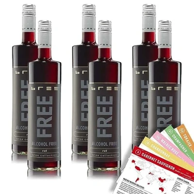 Abbildung von Bree Free Rotwein, alkoholfrei, sortenreines Weinpaket + VINOX Winecards (6x0,75l)