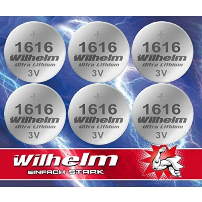 Abbildung von 6 x CR1616 CR 1616 WILHELM Lithium Knopfzelle 3V 55mAh ø16 1,6 mm Batterie DL1616