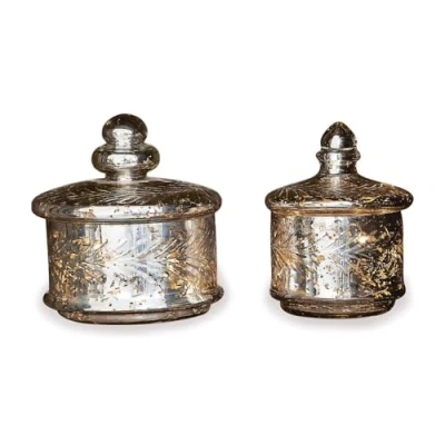 Abbildung von Mirabeau Dose Glasdose 2er Set Elexa antiksilber