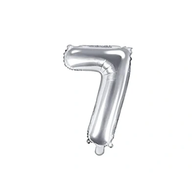 Abbildung von PartyDeco Folienballon Nummer &quot;7&quot; Silber Geburtstag Hochzeit Jahrestag Größe ca. 35 cm Verlobung Silvesterparty Hel Deko