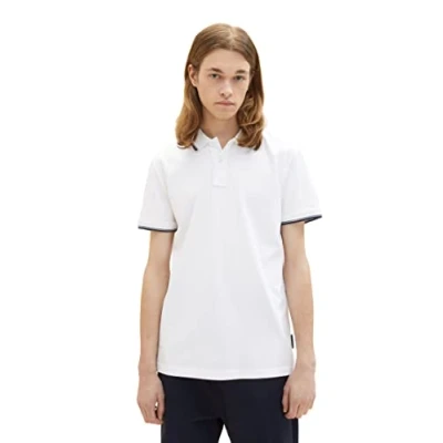 Abbildung von TOM TAILOR Denim Herren 1038464 Basic Piqué Poloshirt, 20000 White, S