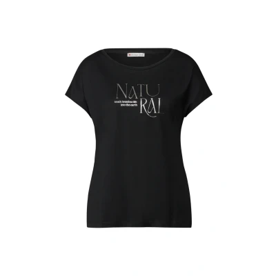 Abbildung von Street One MIT Glitzerwording Tshirt print, Damen, Größe: 36, Schwarz