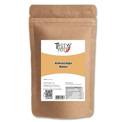 Abbildung von Tasty Pott Kokoschips, naturell I Chips aus Kokosnussfleisch Vegane Küche Müsli Topping Porridge Zum Backen Für Currysoßen Kokos Im Beutel 1000g