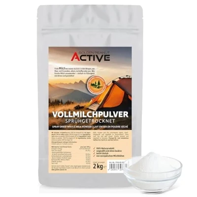 Abbildung von GOLDEN PEANUT ACTIVE Vollmilchpulver sprühgetrocknet 2 kg Instant Trockenmilch Pulver Camping Reise