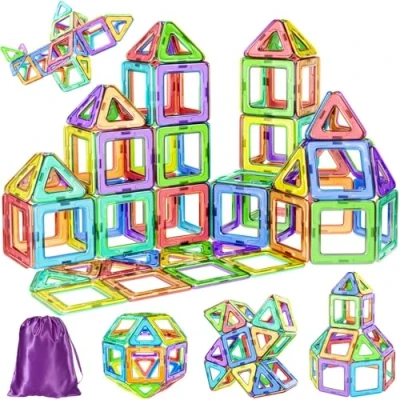 Abbildung von COOLJOY Magnetische Bausteine, 40 Teile Magnetbausteine Magnete Kinder, Magnetspielzeug Tiles, Magnet bausteine für Spielzeug ab 3 4 5 6 Jahre Kinder Jungen und Mädchen Geschenk