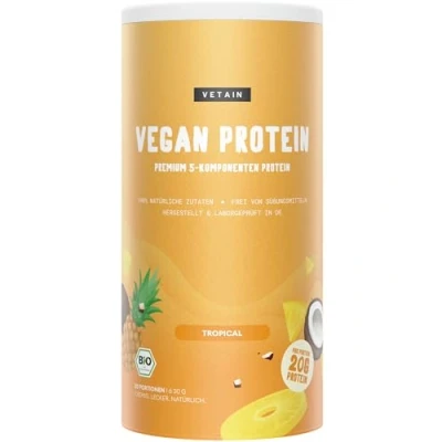Abbildung von Vetain Vegan Protein Tropical Bio Veganes Proteinpulver Bestens verträglich, natürlich lecker Eiweiß ohne Süßungsmittel, Allergene 600g