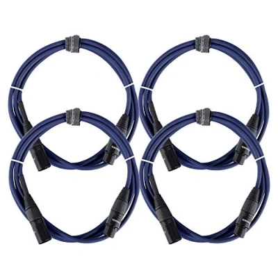 Abbildung von 4er Set Pronomic Stage DMX3 2,5 DMX Kabel Meter (zur Verkabelung von Lichteffekten, Goldkontakte, Mantelfarbe: Blau, XLR Male zu Female)