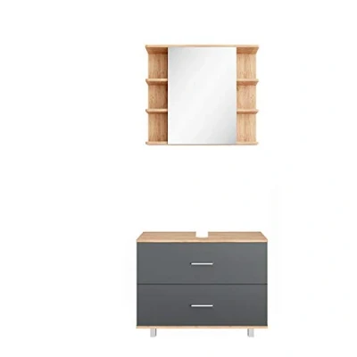Abbildung von Vicco Badmöbel Set Ilias, Goldkraft Eiche/Anthrazit, 2 Teile, Unterschrank 80 cm