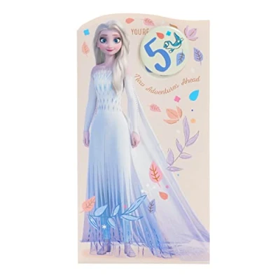Abbildung von UK Greetings Disney Geburtstagskarte zum 5. Geburtstag für sie/Mädchen mit Umschlag, Motiv: Die Eiskönigin Elsa