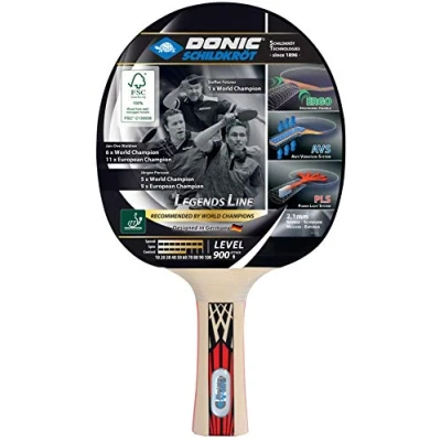Abbildung von Donic Schildkröt Tischtennisschläger Legends 900 FSC, AVS, PLS &amp; Ergo Griff, 2,1 mm Schwamm, FSC Holz, Spinmax ITTF Belag, 754426